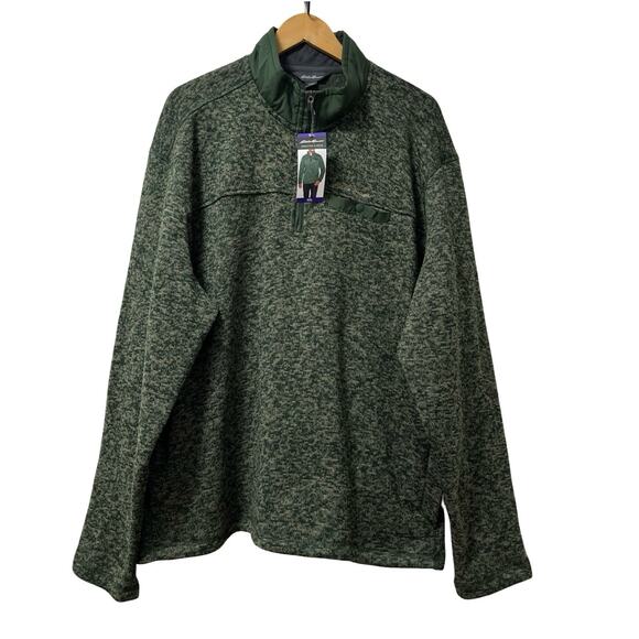 Eddie Bauer Mens Radiator 1/4 Zip Fleece Sweater Size 2XL Green Outdoors NWT - Picture 1 of 8